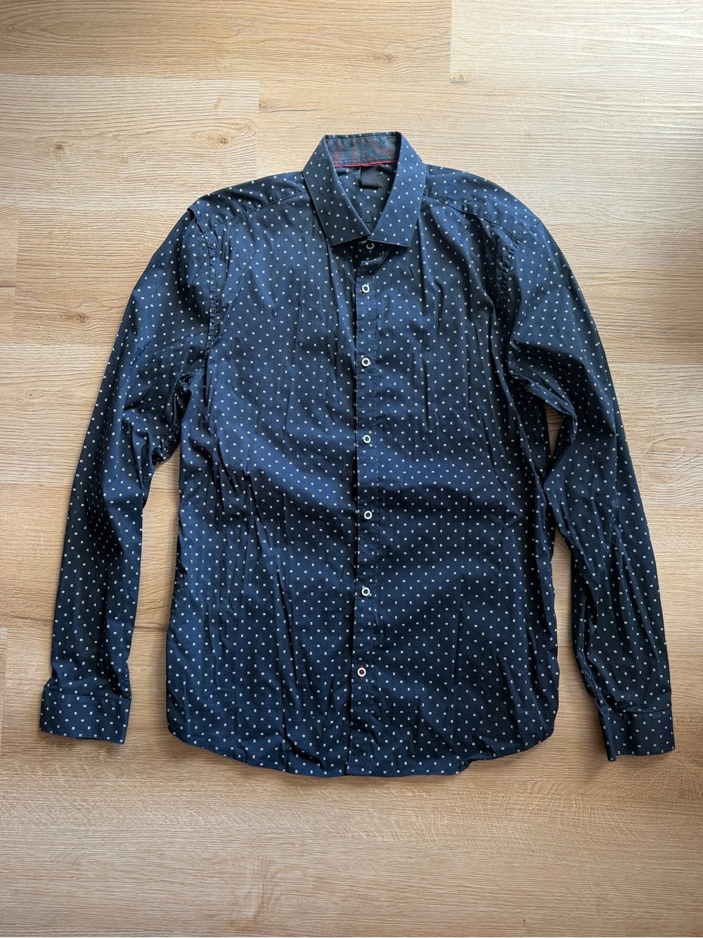 H&M Black Dot-Pattern Button-Down Shirt